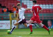 4 July 2015; Robbie Buchanan, Hearts, in action against Aaron Robinson, Shelbourne. Pre-season Friendly, Shelbourne F.C. v Heart of Midlothian F.C., Tolka Park, Dublin. Picture credit: Ray McManus / SPORTSFILE