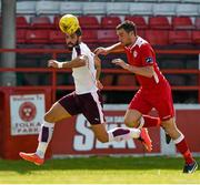 4 July 2015; Juanma Delgado, Hearts, is tackled by Paul Andrews, Shelbourne. Pre-season Friendly, Shelbourne F.C. v Heart of Midlothian F.C., Tolka Park, Dublin. Picture credit: Ray McManus / SPORTSFILE