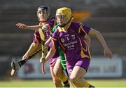 4 July 2015; Louise O'Leary, right, and Siona Nolan, Wexford, in action against Rebecca Noonan, Limerick. Liberty Insurance Camogie Championship, Wexford v Limerick. Innovate Wexford Park, Wexford. Picture credit: Matt Browne / SPORTSFILE