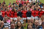 4 July 2015; Dejected Cork players after the game. All Ireland Ladies Football U14 'A' Championship, Cavan v Cork. Banagher, Co. Offaly. Photo by Sportsfile