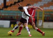 4 July 2015; Gary Oliver, Hearts, is tackled by Alan Kehoe, Shelbourne. Pre-season Friendly, Shelbourne F.C. v Heart of Midlothian F.C., Tolka Park, Dublin. Picture credit: Ray McManus / SPORTSFILE