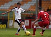 4 July 2015; Gary Oliver, Hearts, in action against Alan Kehoe, Shelbourne. Pre-season Friendly, Shelbourne F.C. v Heart of Midlothian F.C., Tolka Park, Dublin. Picture credit: Ray McManus / SPORTSFILE