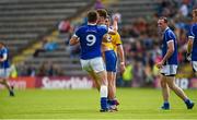 4 July 2015; Tomas Corr, Cavan, gets involved in an altercation with Ultan Harney, Roscommon, shortly before the start of the second half. Tomas Corr, Cavan was subsequently shown a red card and sent off by referee David Gough before the start of the second half. GAA Football All-Ireland Senior Championship, Round 2A, Cavan v Roscommon. Kingspan Breffni Park, Cavan. Photo by Sportsfile
