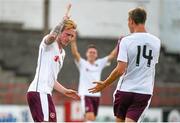 4 July 2015; Jordan McGhee celebrates with Liam Henderson, after scoring the third goal for Hearts in the 79th minute. Pre-season Friendly, Shelbourne F.C. v Heart of Midlothian F.C., Tolka Park, Dublin. Picture credit: Ray McManus / SPORTSFILE