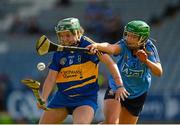 4 July 2015; Cáit Devane, Tipperary, in action against Rose Collins, Dublin. Liberty Insurance Camogie Championship, Dublin v Tipperary. O'Moore Park, Portlaoise, Co. Laois. Picture credit: Dáire Brennan / SPORTSFILE