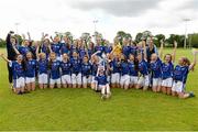 4 July 2015; Cavan celebrate with the cup after the game. All Ireland Ladies Football U14 'A' Championship, Cavan v Cork. Banagher, Co. Offaly. Photo by Sportsfile