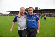 4 July 2015; Longford manager Jack Sheedy celebrates his side's victory with selector Sean Dempsey. GAA Football All-Ireland Senior Championship, Round 2A, Clare v Longford. Cusack Park, Ennis, Co. Clare. Picture credit: Stephen McCarthy / SPORTSFILE