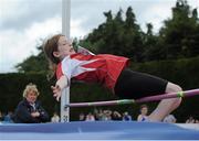 4 July 2015; Rachel Gregg, DMP AC, Co. Wexford, competing in the Girls U12 High Jump during the GloHealth Juvenile Track and Field Championships. Harriers Stadium, Tullamore, Co. Offaly. Picture credit: Sam Barnes / SPORTSFILE