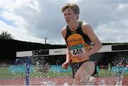 4 July 2015; Aodhagan Watters, Annalee A.C, Co. Cavan competing in the Boys U18 3000m Steeplechase during the GloHealth Juvenile Track and Field Championships. Harriers Stadium, Tullamore, Co. Offaly. Picture credit: Sam Barnes / SPORTSFILE