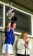 4 July 2015; Cavan captain Lauren McVeety lifts the cup. All Ireland Ladies Football U14 'A' Championship, Cavan v Cork. Banagher, Co. Offaly. Photo by Sportsfile