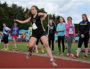 4 July 2015; Liene Kaugare, Dunleer A.C., Co. Louth, competing in the Girls U14 Javelin during the GloHealth Juvenile Track and Field Championships. Harriers Stadium, Tullamore, Co. Offaly. Picture credit: Sam Barnes / SPORTSFILE