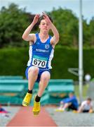 4 July 2015; James Murphy, Waterford A.C., Co. Waterford, competing in the Boys U16 Long Jump during the GloHealth Juvenile Track and Field Championships. Harriers Stadium, Tullamore, Co. Offaly. Picture credit: Sam Barnes / SPORTSFILE