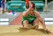 4 July 2015; Ondrej Olah, Templemore A.C., Co. Tipperary competing in the Boys U16 Long Jump during the GloHealth Juvenile Track and Field Championships. Harriers Stadium, Tullamore, Co. Offaly. Picture credit: Sam Barnes / SPORTSFILE