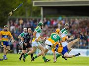 4 July 2015; John Conlon, Clare, in action against Colin Egan, Offaly. GAA Hurling All-Ireland Senior Championship, Round 1, Clare v Offaly. Cusack Park, Ennis, Co. Clare. Picture credit: Stephen McCarthy / SPORTSFILE