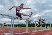 4 July 2015; Louis Lalor, Greystones & District A.C., Co. Wicklow competing in the Boys U16 100m Hurdles during the GloHealth Juvenile Track and Field Championships. Harriers Stadium, Tullamore, Co. Offaly. Picture credit: Sam Barnes / SPORTSFILE