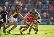 4 July 2015; Seamus Harnedy, Cork, in action against Andrew Shore and Matthew O'Hanlon, Wexford. GAA Hurling All-Ireland Senior Championship, Round 1, Wexford v Cork. Innovate Wexford Park, Wexford. Picture credit: Matt Browne / SPORTSFILE