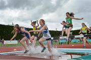 4 July 2015; General view of the action during the Girls U18 2000m Steeplechase during the GloHealth Juvenile Track and Field Championships. Harriers Stadium, Tullamore, Co. Offaly. Picture credit: Sam Barnes / SPORTSFILE
