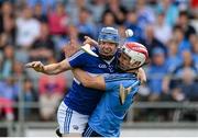 4 July 2015; Stephen Maher, Laois, in action against Cian O'Callaghan, Dublin. GAA Hurling All-Ireland Senior Championship, Round 1, Laois v Dublin. O'Moore Park, Portlaoise, Co. Laois. Picture credit: Dáire Brennan / SPORTSFILE