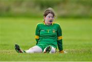 4 July 2015; Bronagh Gallagher, Donegal goalkeeper, after the game finished in a draw. All Ireland Ladies Football U14 'B' Championship, Donegal v Tipperary. Ballymahon, Co. Longford. Picture credit: David Maher / SPORTSFILE