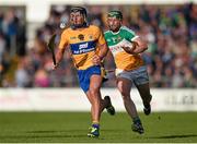 4 July 2015; Shane Golden, Clare, in action against Eanna Murphy, Offaly. GAA Hurling All-Ireland Senior Championship, Round 1, Clare v Offaly. Cusack Park, Ennis, Co. Clare. Picture credit: Stephen McCarthy / SPORTSFILE