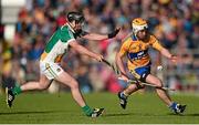 4 July 2015; Conor McGrath, Clare, in action against Dan Currams, Offaly. GAA Hurling All-Ireland Senior Championship, Round 1, Clare v Offaly. Cusack Park, Ennis, Co. Clare. Picture credit: Stephen McCarthy / SPORTSFILE