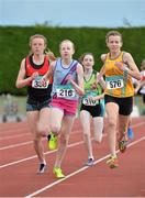 4 July 2015; General view of the action during the Girls U16 800m during the GloHealth Juvenile Track and Field Championships. Harriers Stadium, Tullamore, Co. Offaly. Picture credit: Sam Barnes / SPORTSFILE