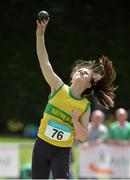 4 July 2015; Kate Kelly, Boyne A.C., Co. Kildare competing in the Girls U13 Shot Putt during the GloHealth Juvenile Track and Field Championships. Harriers Stadium, Tullamore, Co. Offaly. Picture credit: Sam Barnes / SPORTSFILE