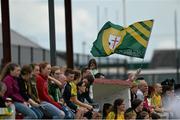 4 July 2015;  Donegal supporters cheer on their team. All Ireland Ladies Football U14 'B' Championship, Donegal v Tipperary. Ballymahon, Co. Longford. Picture credit: David Maher / SPORTSFILE