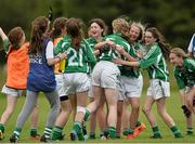 4 July 2015;  Limerick players celebrate at the end of the game. All Ireland Ladies Football U14 'C' Championship, Derry v Limerick. Ballymahon, Co. Longford. Picture credit: David Maher / SPORTSFILE