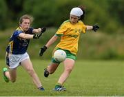 4 July 2015; Amy Boyle Carr, Donegal, in action against Lucy Spillane, Tipperary. All Ireland Ladies Football U14 'B' Championship, Donegal v Tipperary. Ballymahon, Co. Longford. Picture credit: David Maher / SPORTSFILE