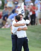 19 September 2008; Phil Mickelson and Anthony Kim, Team USA 2008, celebrate on the 18th green after defeating Padraig Harrington and Graeme McDowell 1up during the afternoon fourball. 37th Ryder Cup, Valhalla Golf Club, Louisville, Kentucky, USA. Picture credit: Matt Browne / SPORTSFILE