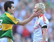 21 September 2008; Tom O'Sullivan, left, Kerry, with Owen Mulligan, Tyrone during the game. GAA Football All-Ireland Senior Championship Final, Kerry v Tyrone, Croke Park, Dublin. Picture credit: David Maher / SPORTSFILE