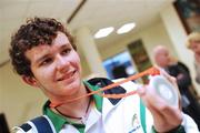 19 September 2008; Darragh McDonald, from Gorey, Co. Wexford, who won a silver medal in the Men's 400m Freestyle - S6 Final, at Dublin Airport as the Irish Paralympic Team arrived home from Beijing. Dublin Airport, Dublin. Picture credit: Stephen McCarthy / SPORTSFILE