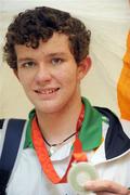 19 September 2008; Darragh McDonald, from Gorey, Co. Wexford, who won a silver medal in the Men's 400m Freestyle - S6 Final, at Dublin Airport as the Irish Paralympic Team arrived home from Beijing. Dublin Airport, Dublin. Picture credit: Brian Lawless / SPORTSFILE