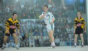 20 September 2008; Seamus O'Carroll, Limerick, in action against Peter Funchion, left, partnered by Ger McGrath, Kilkenny. The M. Donnelly All-Ireland 60x30 Handball Minor Doubles Final, National Handball Centre, Croke Park, Dublin. Photo by Sportsfile