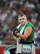 8 September 2008; Garrett Culliton, from Clonaslee, Co. Laois, focuses during the Men's Discus Throw - F33/34/52 Final. Garrett finished in 5th position overall with a distance of 17.79m setting a new Irish record. Beijing Paralympic Games 2008, Men's Shot Putt Final F32, National Stadium, Olympic Green, Beijing, China. Picture credit: Brian Lawless / SPORTSFILE