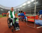 8 September 2008; Garrett Culliton, from Clonaslee, Co. Laois, after competing in the Men's Discus Throw - F33/34/52 Final. Garrett finished in 5th position overall with a distance of 17.79m setting a new Irish record. Beijing Paralympic Games 2008, Men's Shot Putt Final F32, National Stadium, Olympic Green, Beijing, China. Picture credit: Brian Lawless / SPORTSFILE