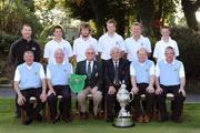 20 September 2008; Warrenpoint Golf Club who defeated Castletroy in the final of the Bulmers Senior Cup, back row left to right, Barry Moran, Commercial Manager Bulmers, Colm Campbell Jnr, Ryan Gribben, Paul Reavey, Paddy Gribben and Stephen Coulder. Front row, left to right, Ken Stevens, Rory McShane, Team captain, Barry Doyle, President GUI, Gerry Sands, Club Captain, Tim Carvill and Colm Campbell Snr. Bulmers Senior Cup Final. Bulmers Cups and Shields Finals 2008, Monkstown Golf Club, Parkgarriff, Monkstown, Co. Cork. Picture credit: Ray McManus / SPORTSFILE