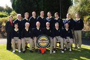 17 September 2008; Adare Manor Golf Club who were defeated by Ballina Golf Club in the semi-final of the Bulmers Junior Cup, back row left to right, Anne Hogan, Brand Manager, Bulmers; Michael Fitzgerald; Damian Harrington; Seamus Toomey; John Hickey; Damian Maloney; Bryan Hickey; Declan O’Brien; Cormac Beehan. Front row, left to right, David Carroll; John O’Gorman, Club Captain; Tom Griffen, Team Captain; Noel O’Connell, President; Maurice Noonan, selector; Martin Costello. Bulmers Junior Cup Semi-Finals. Bulmers Cups and Shields Finals 2008, Monkstown Golf Club, Parkgarriff, Monkstown, Co. Cork. Picture credit: Ray McManus / SPORTSFILE