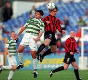 14 August 2000; Simon Webb of Bohemians in action against Pascal Vaudequin of Shamrock Rovers during the Eircom League Premier Division match between Shamrock Rovers and Bohemians at Tolka Park in Dublin. Photo by David Maher/Sportsfile