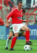 13 August 2000; Stephen Geoghegan of Shelbourne in action against Philip Keogh of Bray Wanderers during the Eircom League Premier Division match between Shelbourne and Bray Wanderers at Tolka Park in Dublin. Photo by David Maher/Sportsfile