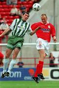 13 August 2000; Tony McCarthy of Shelbourne in action against Jason Byrne of Bray Wanderers during the Eircom League Premier Division match between Shelbourne and Bray Wanderers at Tolka Park in Dublin. Photo by David Maher/Sportsfile