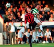 14 August 2000; Pat Deans of Shamrock Rovers in action against Trevor Molloy of Bohemians during the Eircom League Premier Division match between Shamrock Rovers and Bohemians at Tolka Park in Dublin. Photo by David Maher/Sportsfile