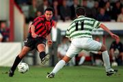 14 August 2000; Mark Dempsey of Bohemians in action against Pascal Vaudequin of Shamrock Rovers during the Eircom League Premier Division match between Shamrock Rovers and Bohemians at Tolka Park in Dublin. Photo by David Maher/Sportsfile