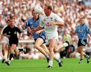 12 August 2000; Willie McCreery of Kildare in action against Peadar Andrews of Dublin during the Bank of Ireland Leinster Senior Football Championship Final replay match between Dublin and Kildare at Croke Park in Dublin. Photo by Brendan Moran/Sportsfile