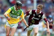 13 August 2000; Rory Hannify of Offaly in action against Adrian Diviney of Galway during the All-Ireland Minor Hurling Championship Semi-Final match between Galway and Offaly at Croke Park in Dublin. Photo by Ray McManus/Sportsfile