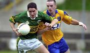 13 August 2000; Jack Dennehy of Kerry in action against Ger Mockler of Roscommon during the All-Ireland Junior Football Championship Final match between Roscommon and Kerry at McDonagh Park in Nenagh, Tipperary. Photo by Damien Eagers/Sportsfile