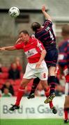 13 August 2000; Kelvin Flanagan of Cork City in action against Packie Lynch of St Patrick's Athletic during the eircom League Premier Division match between Cork City and St Patrick's Athletic at Turners Cross in Cork. Photo by Brendan Moran/Sportsfile