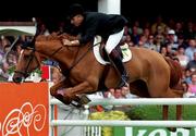 11 August 2000; Peter Charles on Traxdata Amber du Montois during the Nations Cup at the Kerrygold Horse Show at the RDS Arena in Dublin. Photo by Matt Browne/Sportsfile