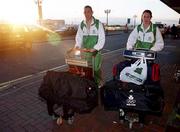 21 August 2000; Members of the Ireland Olympic team Paul Opperman and Emily Maher at Dublin Airport prior to their departure for the Summer Olympic Games in Sydney. Photo by Brendan Moran/Sportsfile